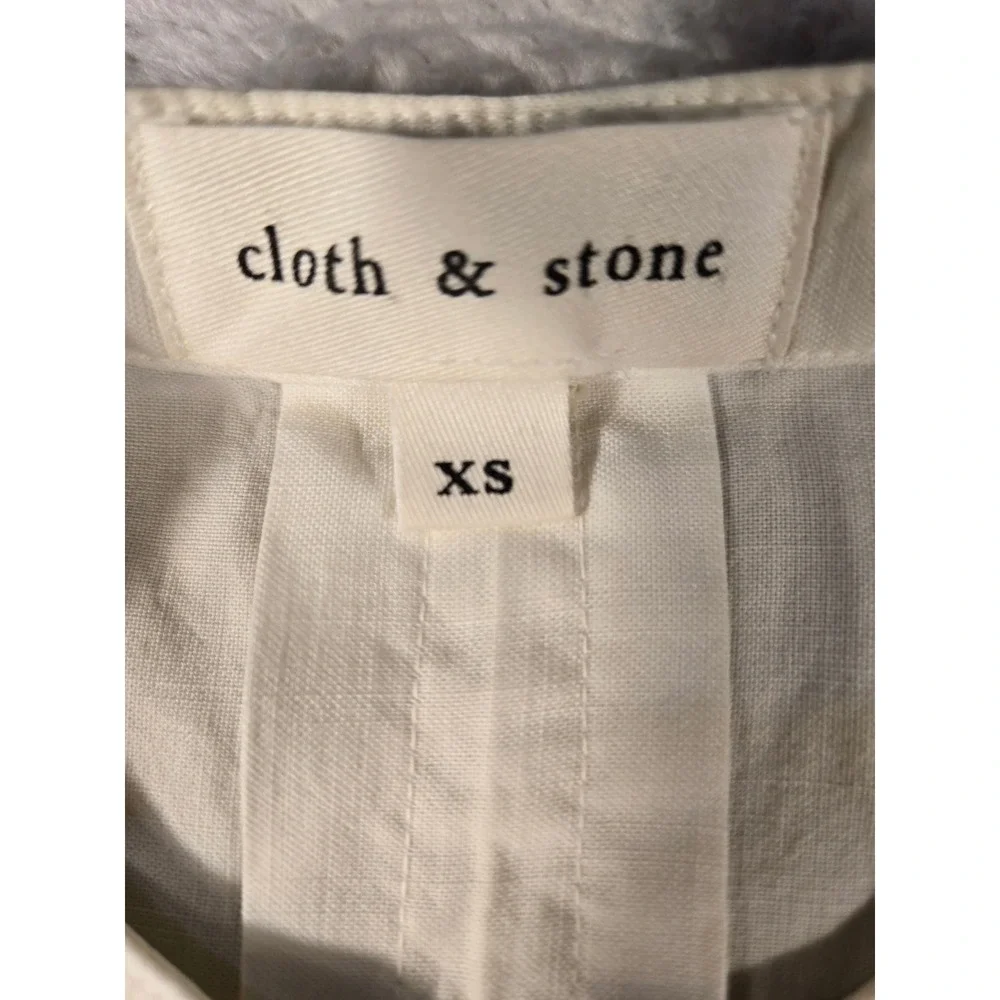 Cloth & Stone Womens Ivory Tencel Sleeveless Button Up Bubble Hem Top XS - Picture 3 of 7